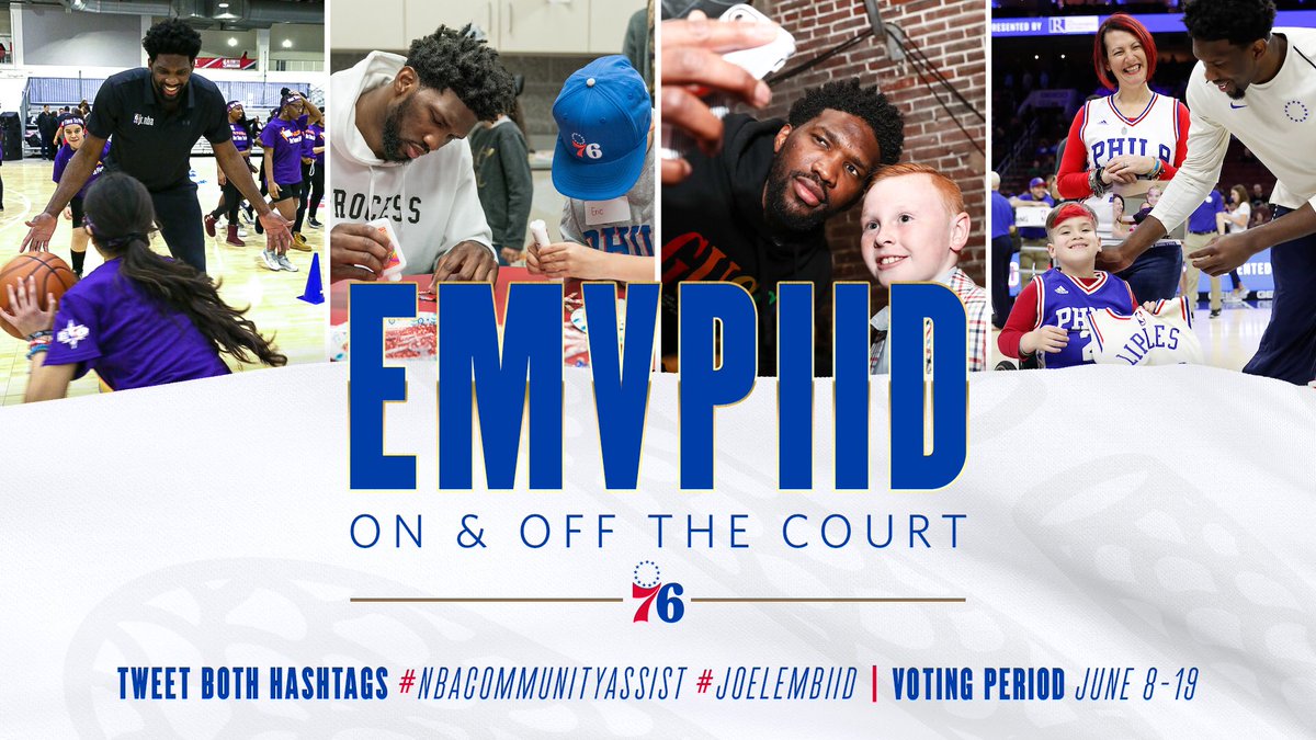 McGinnisThomas's tweet image. .⁦@sixers⁩ center ⁦@JoelEmbiid⁩ is a leader on &amp;amp; off the court in our local communities. Join me in supporting him for #NBACommunityAssistAward!