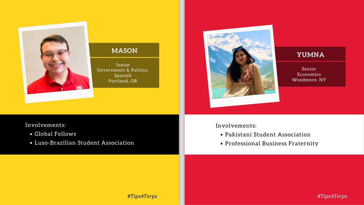 ApplyMaryland's tweet photo. Meet Mason, Yumna, Alex, Julia, Sashin, Jessica and Sophia! Remember to keep an eye out for more #Tips4Terps content to hear from current students and learn what it’s like to be a Terp. https://t.co/YRTuMXbFpE