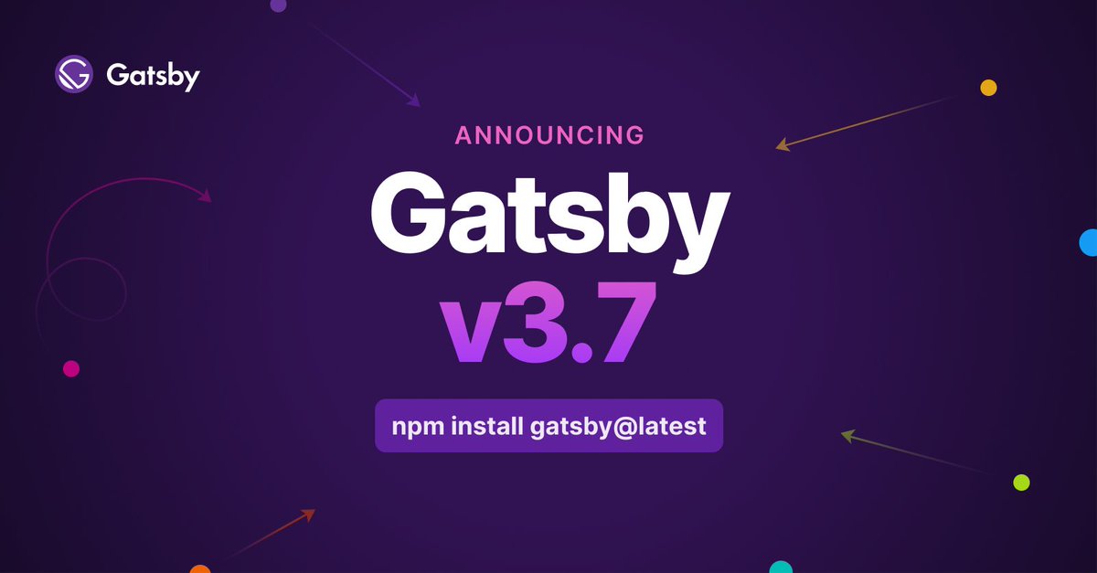 🔥 Gatsby 3.7 —  What's in it?

🍾 Functions: Now generally available!

⚡️ Webpack caching: Makes warm webpack builds 50%+ faster! Started rollout to 20% of sites.

📦 LMDB: An experimental integration with LMDB which helps larger sites.

All the details: gatsbyjs.com/docs/reference…