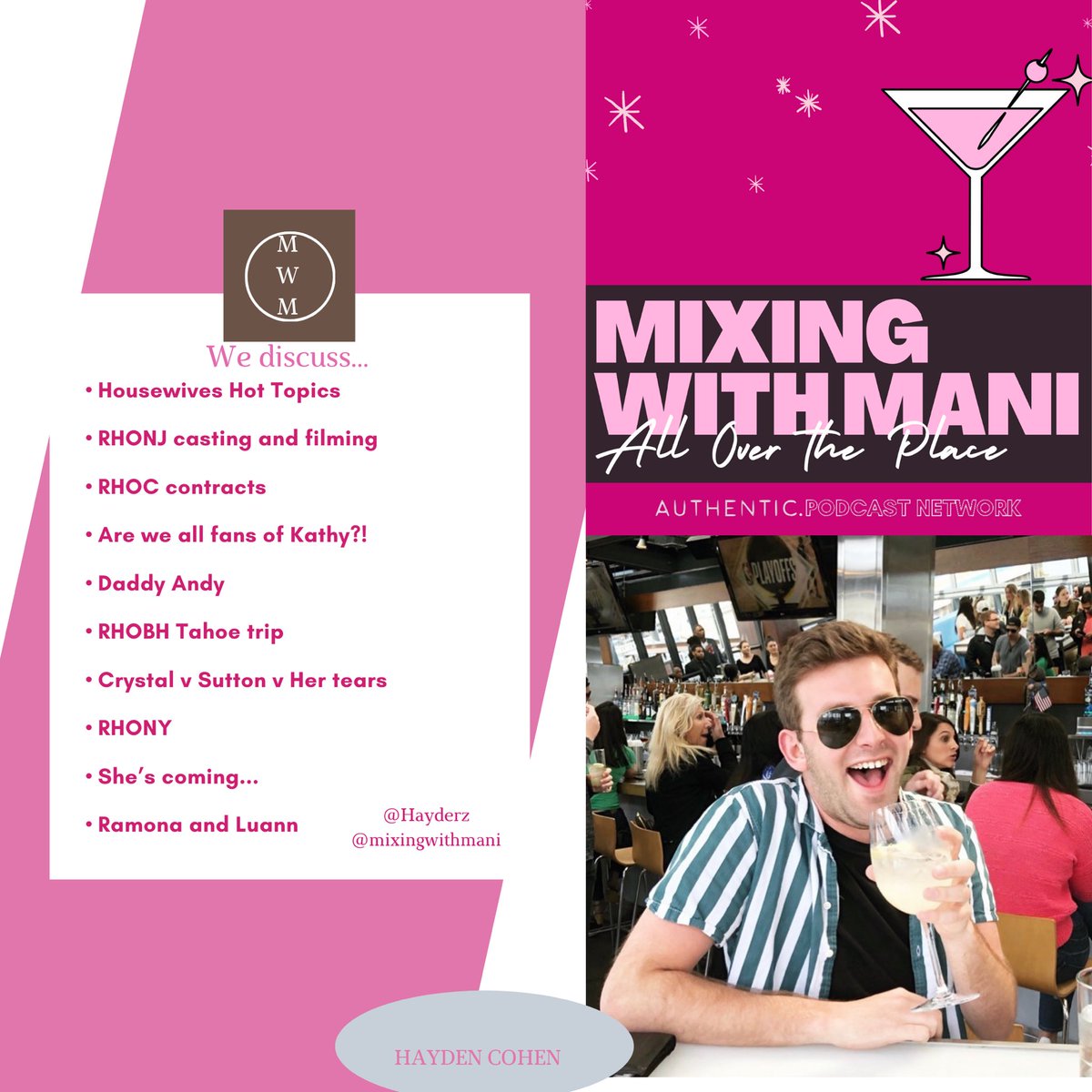 Had a blast with <a href="/hayderz_/">Hayden Cohen</a> this week talking the housewives headlines and last week’s episodes ahead of my break (to move!) I’ll be back next week but enjoy this expert Kiki with Hayden and get into the bravo hot topics! Listen everywhere! linktr.ee/mixingwithmani
