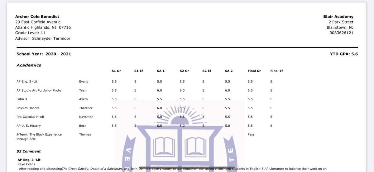 Finished the year with a 5.6 Unweighted GPA! A 6.0 in one AP, a 5.5 in the other 2 and 5.5s in my remaining honors classes. Looking forward to showcasing my skills on the field after some stellar work in the classroom! @gbowman26