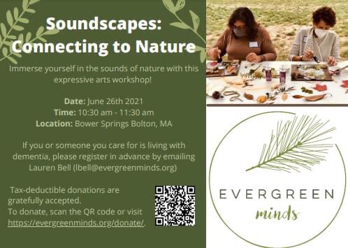 Join us in Bower Springs in Bolton, MA on Sat. July 26th for this very special Soundscapes in Nature session with Environmental educator &amp; Steward, Lauren Bell! Registration required! See you there!🌿🌳🐦🦆🐿#dementiacare #shinrinyoku #forestbathing #nature #caregivers #Alzheimer