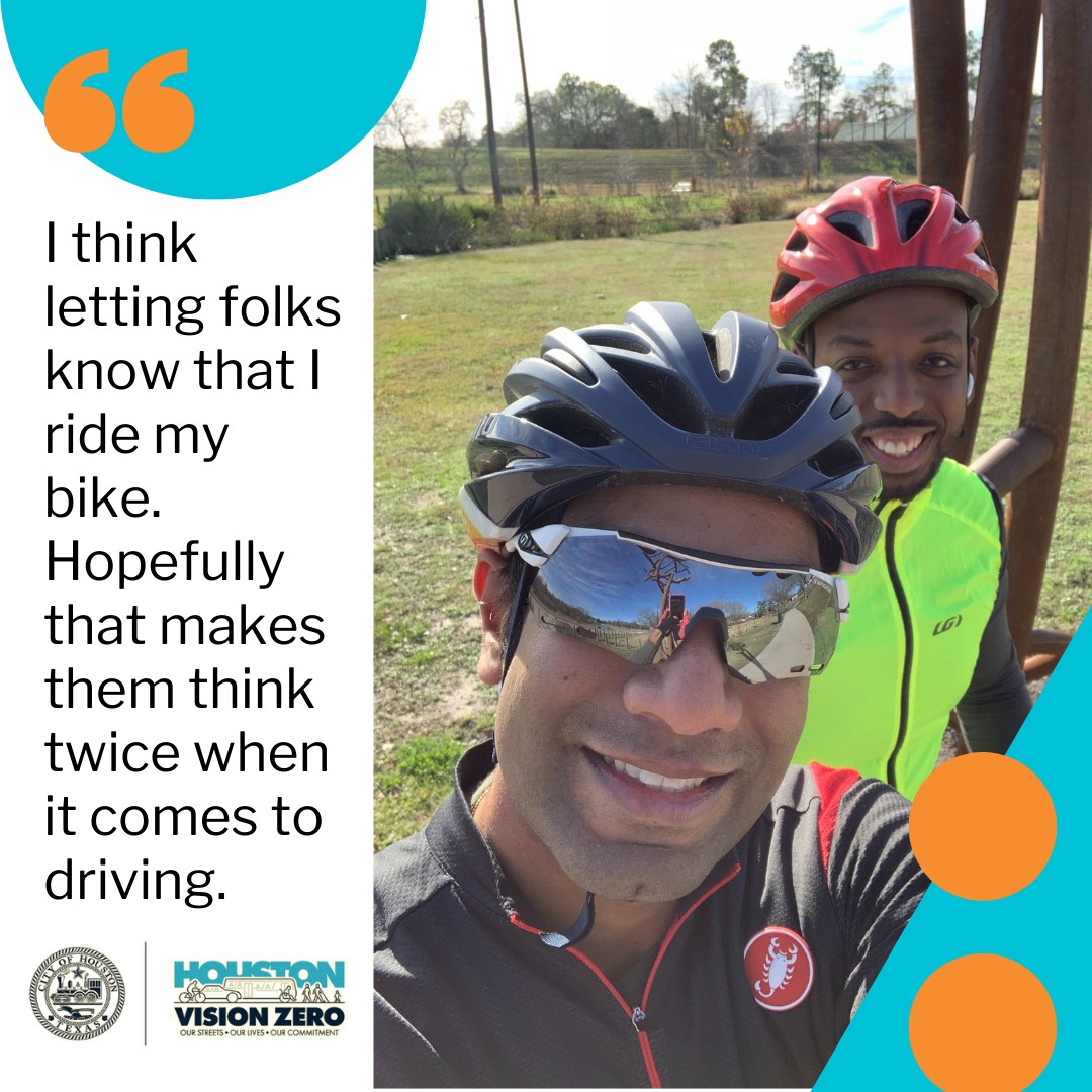HoustonPlanning's tweet photo. What’s one thing you can do to change the culture around biking in our city? #TransportationTuesday #HumansofHouston #VisionZeroHOU https://t.co/1MEtZtrDTf