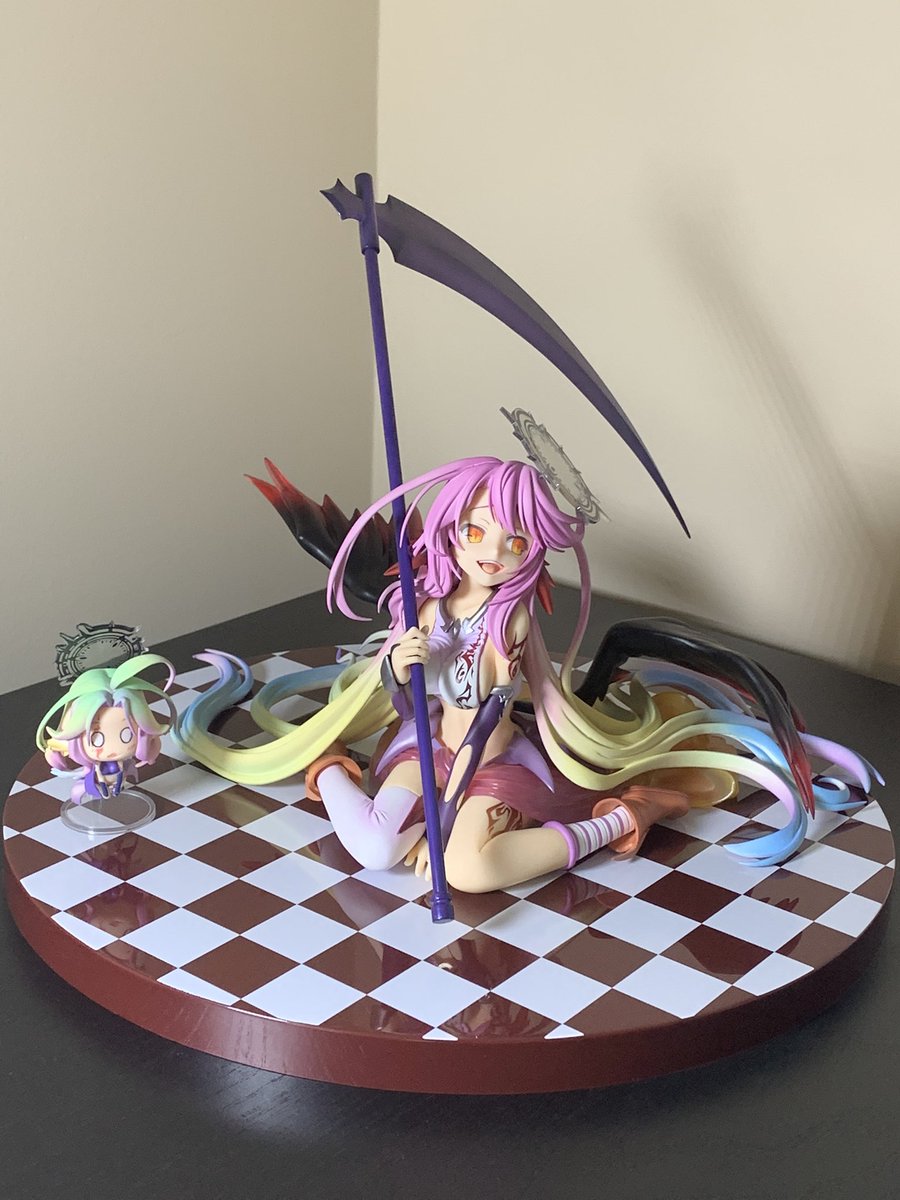 Jay002's tweet photo. Finally got my new-in-box #Jibril figure in! Had been spamming “Make an offer” on eBay until I could get one at the right price. So beautiful! (Also has a tiny #Azril thrown in.) #ngnl #animefigure #animefigures #nogamenolife https://t.co/Hr4d3trGbr