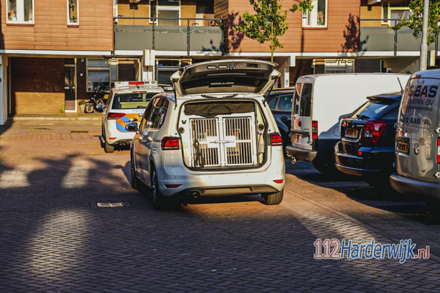 Politie zoekt met speurhond rond woning aan de Lauwers in #Harderwijk. 112Harderwijk.