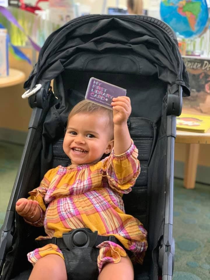 PlumLib's tweet photo. "Thank you Helen Plum Library for inspiring our little one to become a reader! She is beyond thrilled to be a library card holder!" 📷: Dan Kasnick
Thank you for sharing this wonderful moment with us! First library cards are always a cause for celebration 🎉 #myfirstlibrarycard https://t.co/yAzgfKvYZ5
