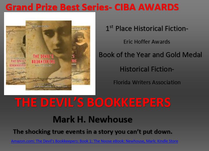 MarkhNewhouse's tweet photo. "you can hear the chorus of 1.5 million little #angels!"  What an amazing thing to write about The Devil's Bookkeepers honored with the Grand Prize for #BestBook Series in the #Chanticleer International Book Awards (#CIBA) #suspense in a #Holocaust story of #love and #terror. https://t.co/ReVxOdRGqW