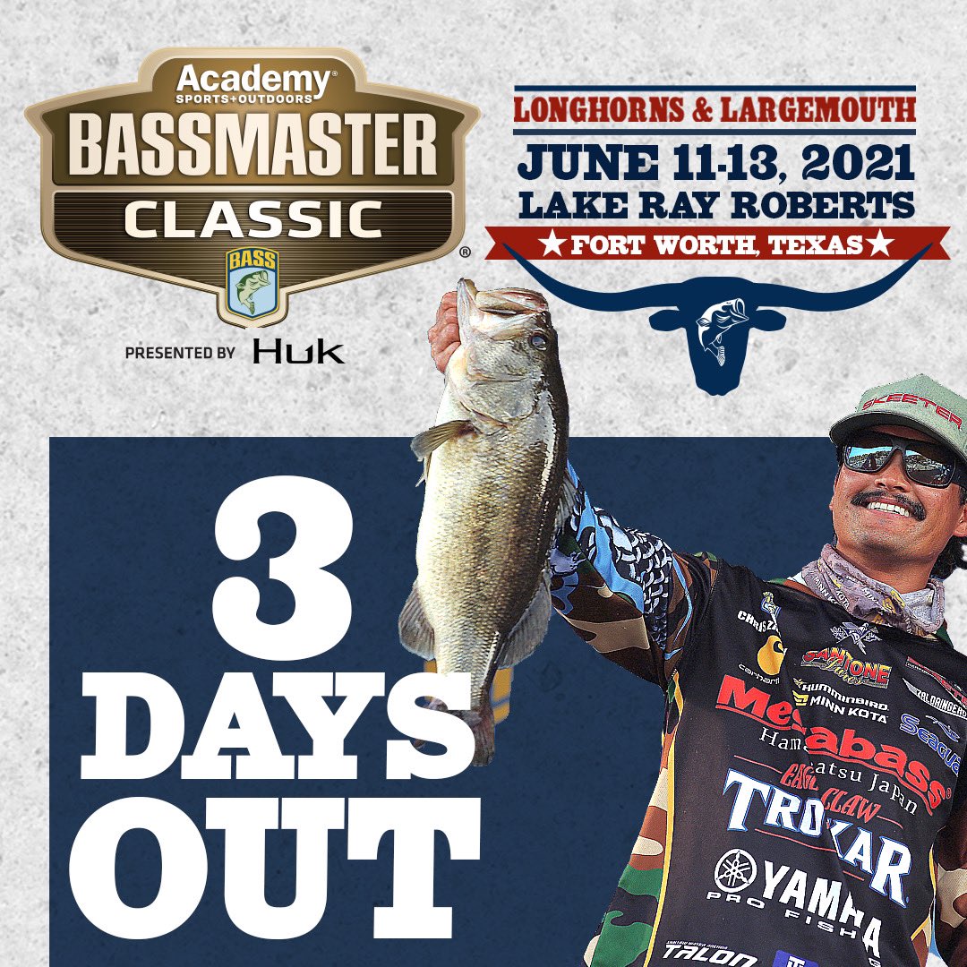 bassmaster's tweet image. We’re only 3 days away from the Super Bowl of Bass Fishing! Make sure you don’t miss a second of the action follow it all on Bassmaster.com!
@Academy @HukGear @VisitFortWorth @fortworthsports 
#Bassmaster #BassmasterClassic