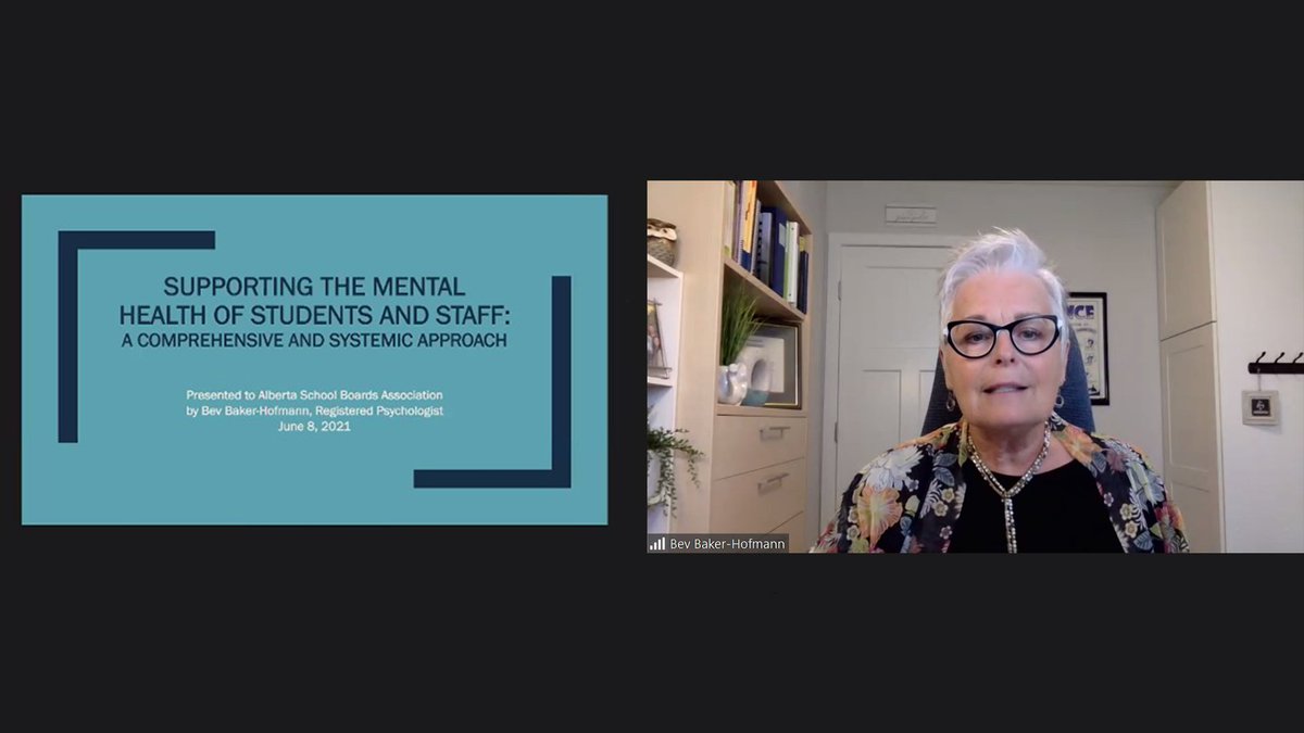 ABSchoolBoards's tweet photo. Our next keynote is Bev Baker-Hofmann with a timely session on “Supporting the Mental Health of Students and School Staff.” Thank you to @mclennanrosslaw for sponsoring this portion of our event. #ASBARoadmap #abed https://t.co/ZdVHOlqkK7