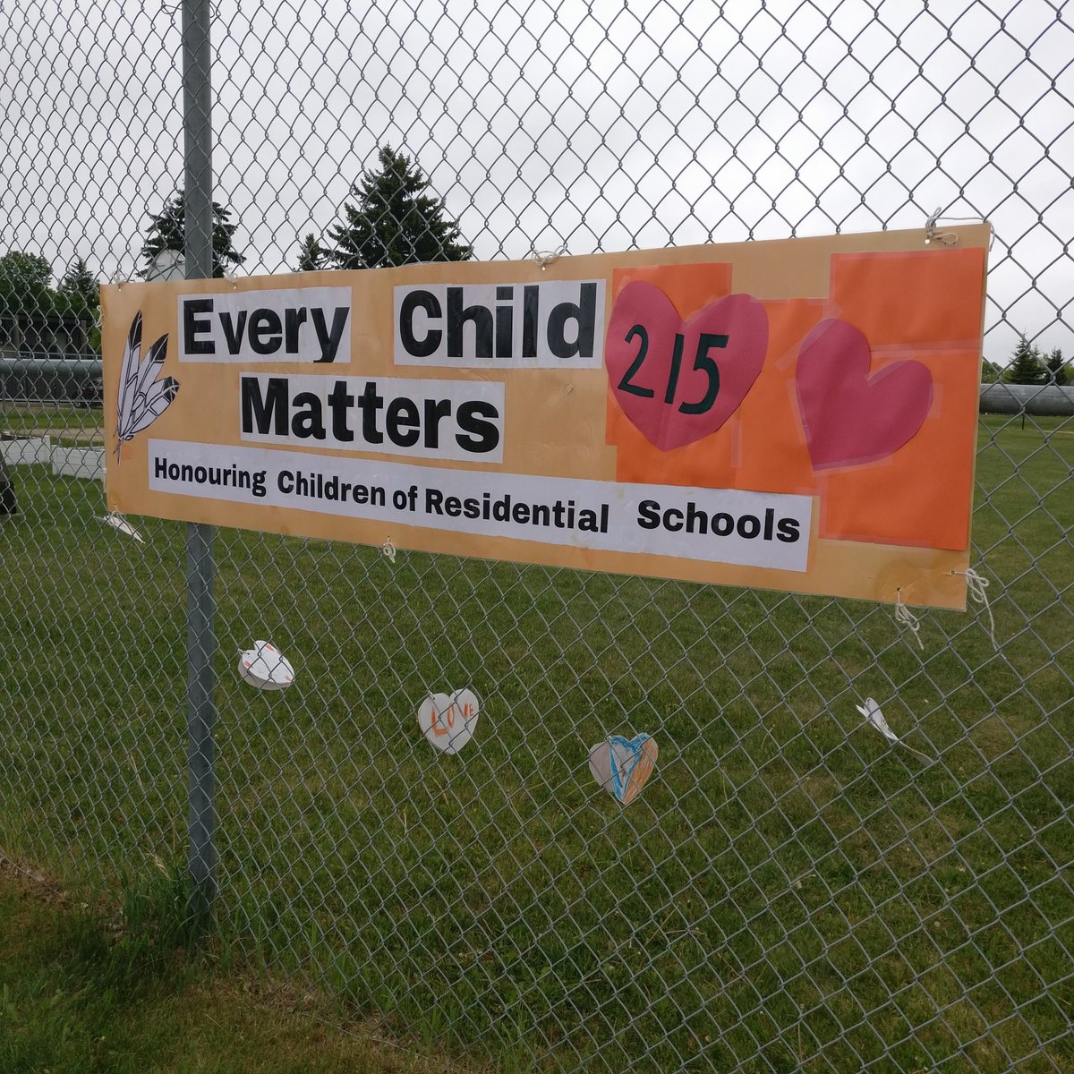 Today OLA &amp; all of <a href="/EICSCatholic/">Elk Island Catholic Schools</a> honours, prays and sends love to the 215 children from the Kamloops Residential School.  You are invited to see the hearts of love and promise.  #abed #EveryChildMatters #ATA