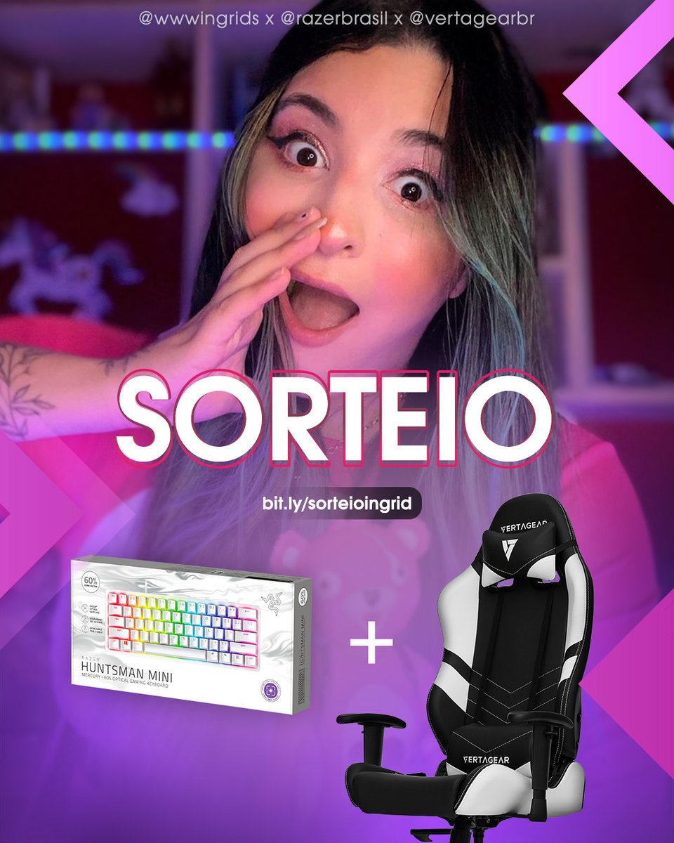 Temos fãs de setup branco aqui? No sorteio especial da <a href="/wwwingrids/">ingrid #ASRPG</a>, um sortudo levará uma cadeira gamer Vertagear SL1000 e outro, um teclado óptico Razer Huntsman Mini Mercury!

Participe já: bit.ly/sorteioingrid
O resultado sai na próxima semana 📆