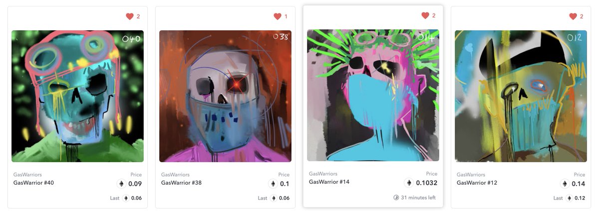 GasWarriors's tweet image. Only 10 Original GasWarrior pieces left to release 😮
Dropping only 2 pieces from the 0.08 ETH Tier 🔥
And they will be the last of the open drops 😬
Hang on for a wild ride with The Tribe 🔥🔥💀🔥🔥
#NFTCommunity #NFTart #NFTartists #cryptocurrency #Crypto @opensea #OpenSeaNFT
