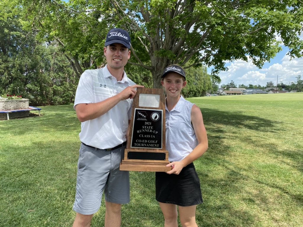 IHSAA's tweet photo. Great day at 1A Co-Ed Golf in Marshalltown with the teams from Clear Lake taking Champ (Meghan DeLong/Easton DeVries) and Runner-Up (Rebecca DeLong/Andrew Crane) honors. https://t.co/oEiJWy8DsQ