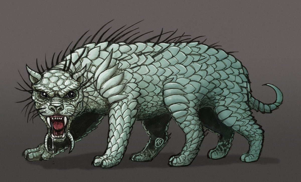 An armoured cat for a creature design challenge. I call it a Pangolion hehe
#creatureconcept #creaturedesign