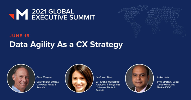 Join <a href="/lvanzelm/">leah van zelm</a> and Chris Crayner of <a href="/NBCUniversal/">NBCUniversal</a> Parks &amp; Resorts with and Ankur Jain of <a href="/Merkle/">Merkle</a> for their #MerkleSummit21 session "#Data Agility as a #CX Strategy." Register to attend virtually: bit.ly/3ctp3rd