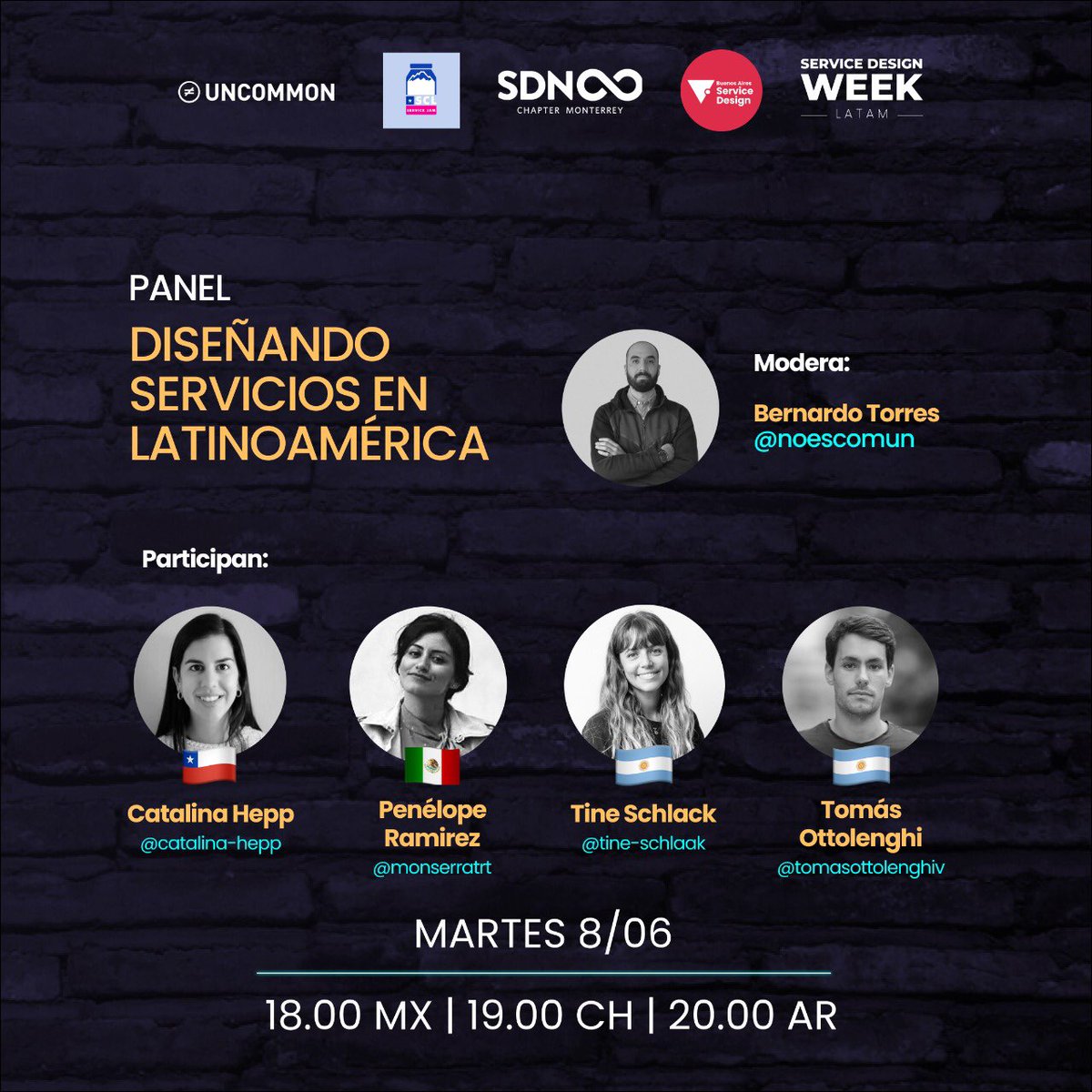 ¡HOY!

Cerramos la semana con un panel para compartir experiencias sobre el estado del Diseño de Servicios en Latam

🇨🇱🇮🇹🇦🇷

#SDWLATAM21

20 hs Ar
Sin inscripción, link en: linktr.ee/baservicedesign