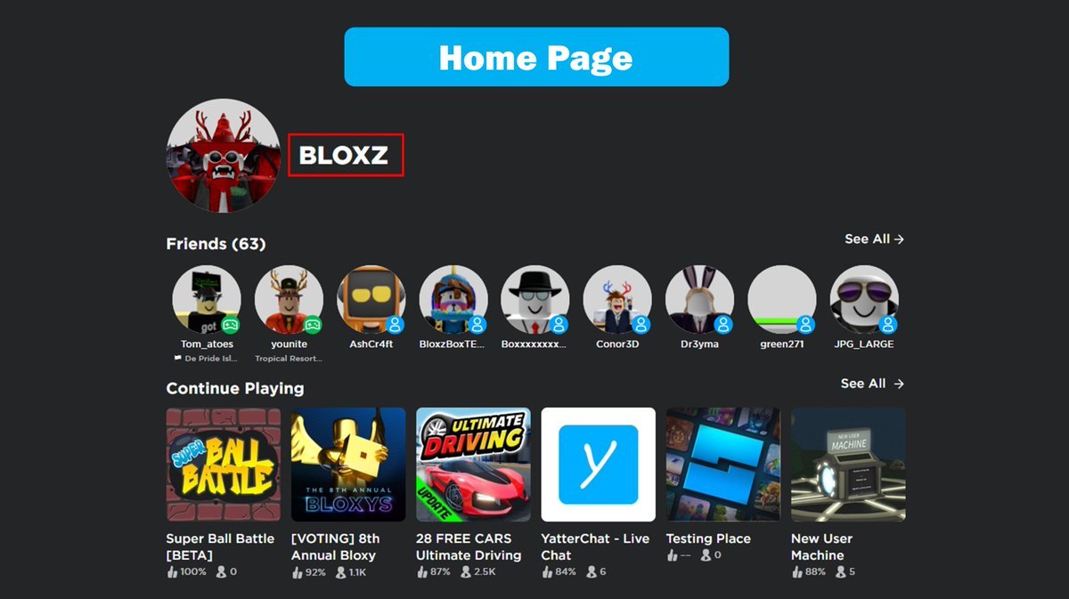 Bloxy News on X: 👀 Where Display Names Appear (Website) Display Names on  the main Roblox website/app will appear on the Home page, Profile page,  Group page, player search, etc. Display Names
