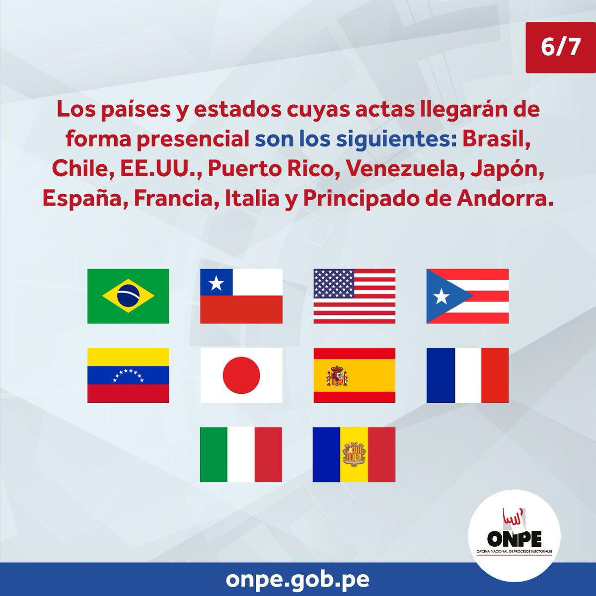 ONPE_oficial's tweet photo. #ONPEinforma Conoce cómo se realiza el repliegue de las actas electorales procedentes del extranjero.
¡Comparte! https://t.co/O696BjD7wb