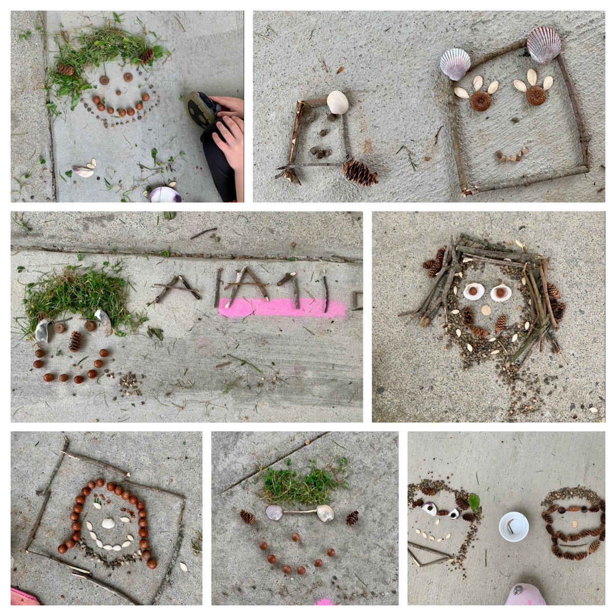 MYESartFCPS's tweet photo. Hybrid art goes outside! 🍃🪨🐚We used nature items to create self-portraits! @myesfcps https://t.co/JbOGpBgrJJ