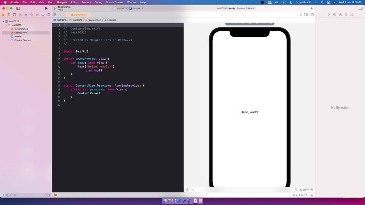 MrugeshTank's tweet image. #Xcode13 #WWDC21 #iOS15 🤩