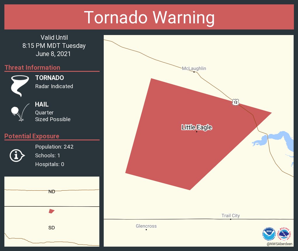 NWS Tornado on Twitter "Tornado Warning including Little Eagle SD until 815 PM MDT…