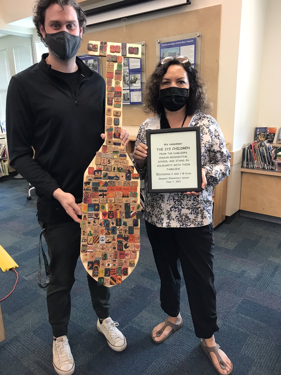 Mrs. Lansdowne’s and Mr. Steven’s classes gifted the school this beautiful paddle with wooden tiles made by students so that we never forget and always remember “Every Child Matters”. <a href="/QayqaytElem/">Qayqayt</a> @newwestschools #215children #EveryChildMatters #sd40learns