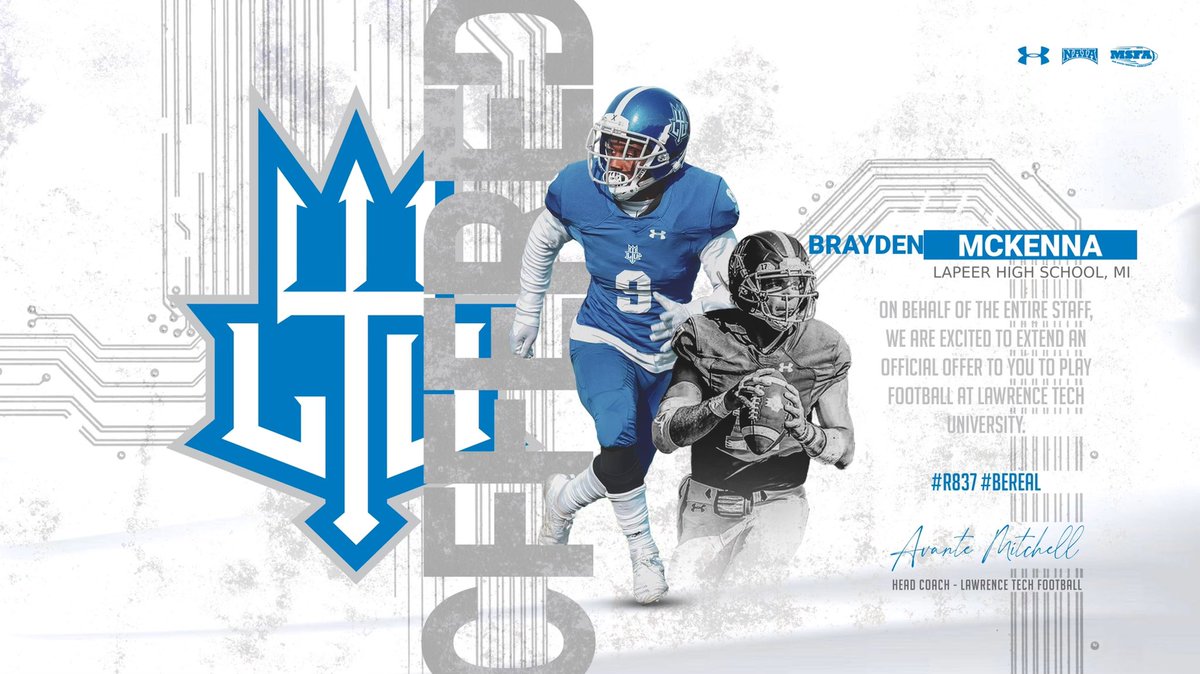 brayden_mckenna's tweet photo. I’m Blessed to receive my first offer from Lawrence Tech University⚪️🔵@CoachWengert @ra_murray @CoachLaca #GoBlueDevils @475Training https://t.co/pucv6M5CMr