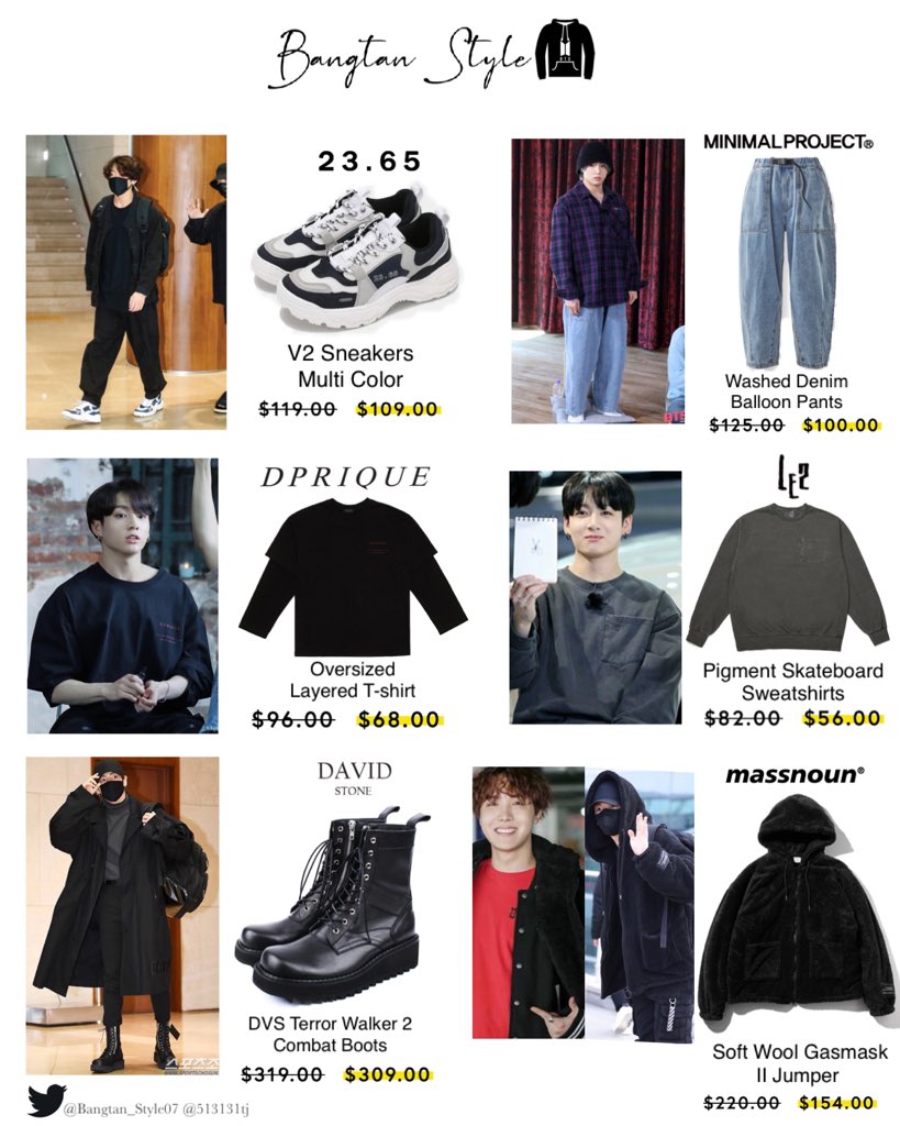 What fashion pieces (clothing and accessories) that the BTS