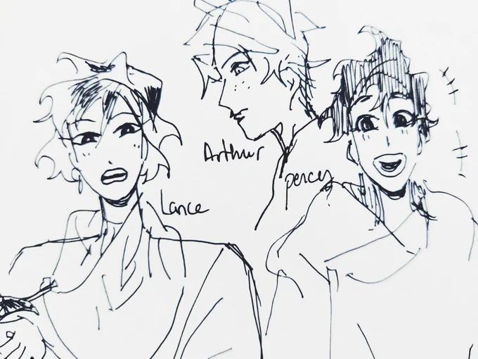 Lb6 Avalon le Fay has been taunting me . So It made me feel like drawing some oc's 🙈✨ nothing fancy just my son Lance and his best friend Percy.

Ima just going to ignore Arthur up there. 