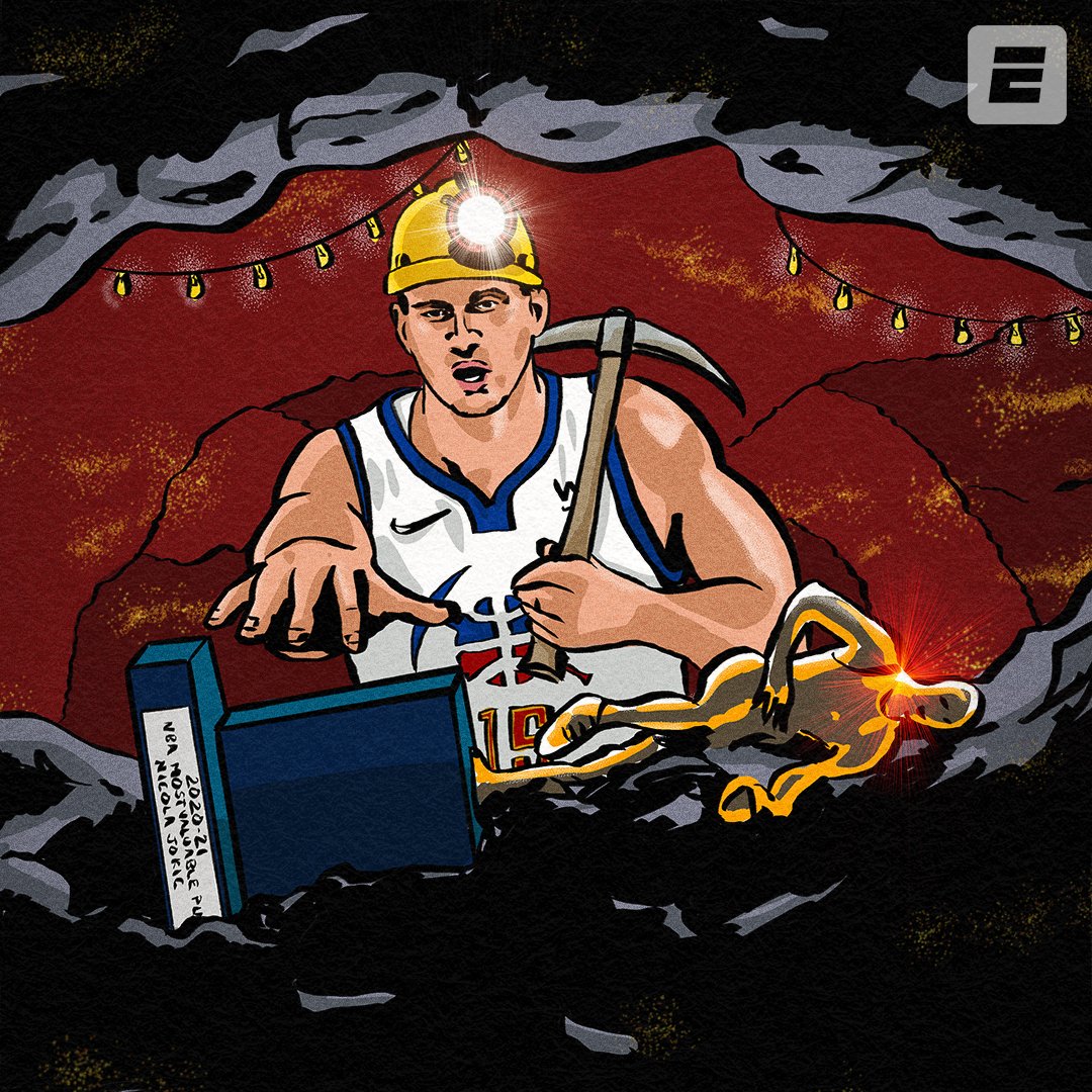 espn's tweet image. YOUR 2020-21 NBA MVP: NIKOLA JOKIC 🏆

The news was first reported by The Athletic and confirmed to ESPN.