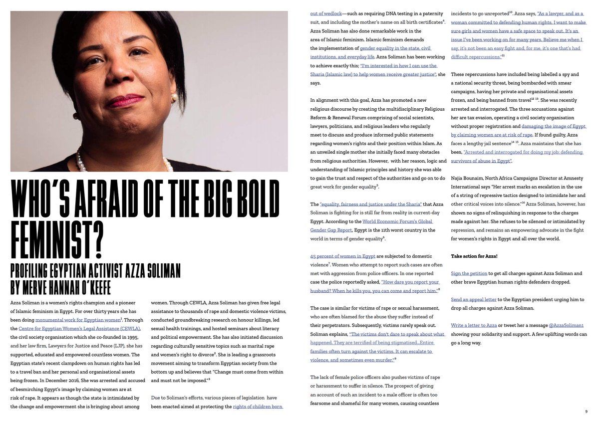 merveokeefe's tweet photo. Check out my article on Egyptian activist @AzzaSoliman1 in @amnestyOz #AmnestyInternational #Feminism https://t.co/aGpZ83cNKk https://t.co/a35K88NnOr