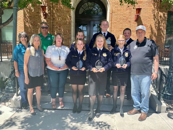 Congratulations to the Churchill County FFA Chapter for placing 1st in the State of Nevada National Chapter.
Mayor Tedford, Councilman Richardson, Councilwoman Frost, and Councilwoman Kent recognized the FFA Chapter and Advisor with a celebration in the City Hall Courtyard.