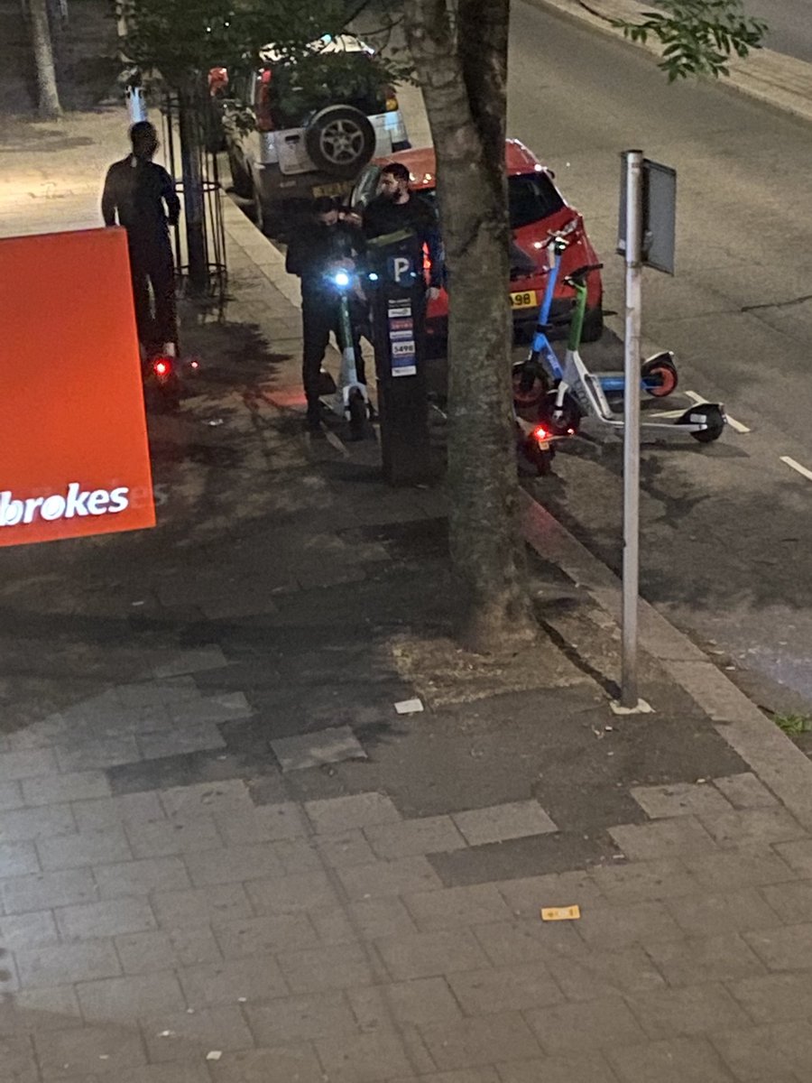 IansonL's tweet photo. @LBRUT scooter trial is NOT going well. Parking spot outside a pub what were you thinking. It’s midnight now very disturbing for residents. Been the same every night. https://t.co/Cfmbd6Myhx