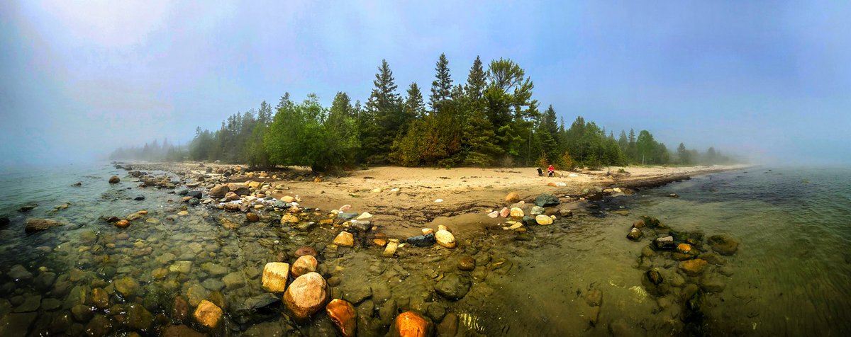 On a foggy day in Providence Bay, panoramas make you look like you’re on an island (…on an island) #fog #panorama #islands #lakes #adventure #explorecanada 
#manitoulinisland #manitoulinlife  #ontario #canada🇨🇦