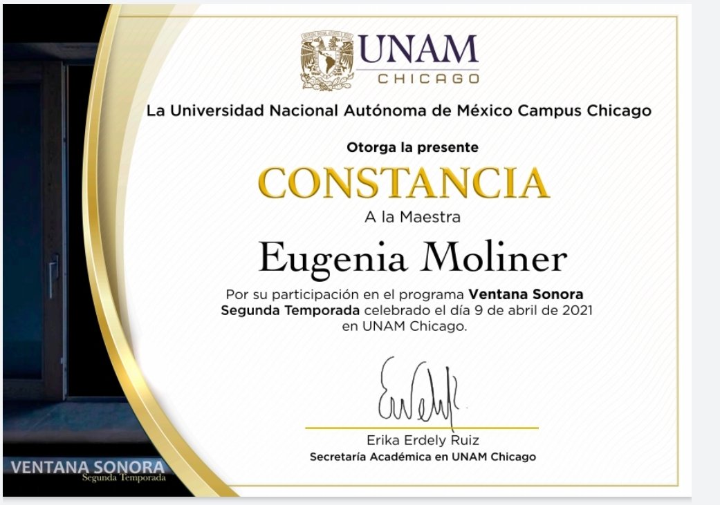 So nice to get this nice recognition from  the Universidad Nacional Autónoma de México! #cavatinaduo #denisazabagic #eugeniamoliner