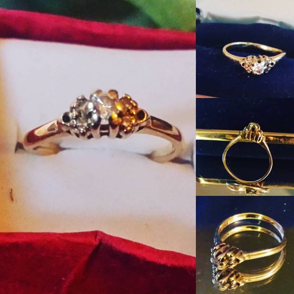 #etsy shop:Diamond 14kt Gold Ring Center Solitaire,2diamonds Side,Sz6 etsy.me/3gn0e1c #gold #engagement #fourteenkarat #ringsizesix #diamondsolitaire #diamondring #engagementring #goldring #diamonds #ring #weddingring #fourteenktgold #hallmarks #golddiamondring