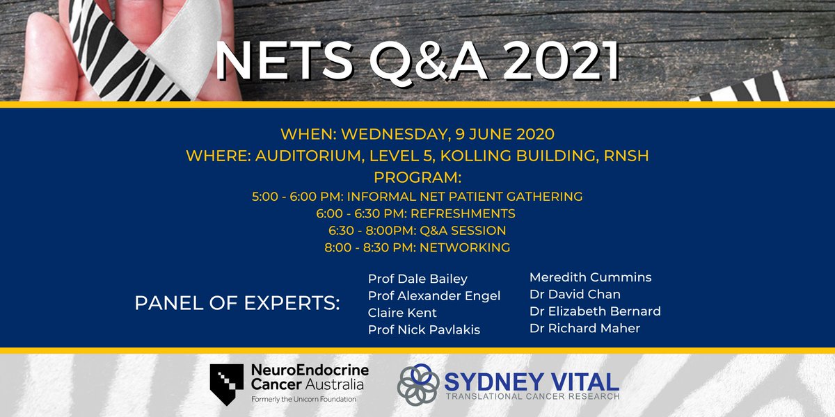 Join us today for our 2021 Neuroendocrine Tumours Q&amp;A session together with <a href="/NECancerAus/">NeuroEndocrine Cancer Australia</a>! The livestream will start at 6:30 PM - register here: bit.ly/34GfZuN
#Neuroendocrinetumours #Rarecancers #QandASession