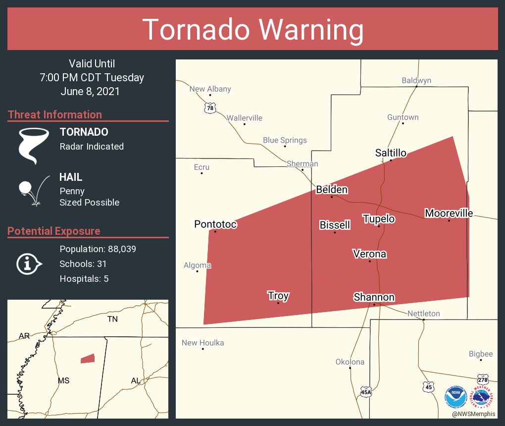 NWS Tornado on Twitter "Tornado Warning continues for Tupelo MS