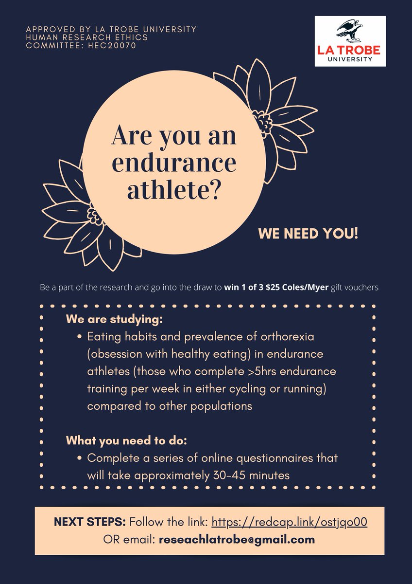 AndyGovus's tweet photo. We are conducting research investigating obsessive healthy eating in athletes. Endurance athletes, we need you to contribute to this research! Please complete this simple online questionnaire: https://t.co/iKk0t3eg1P - RT and tell your friends! https://t.co/0yllgi6Buv