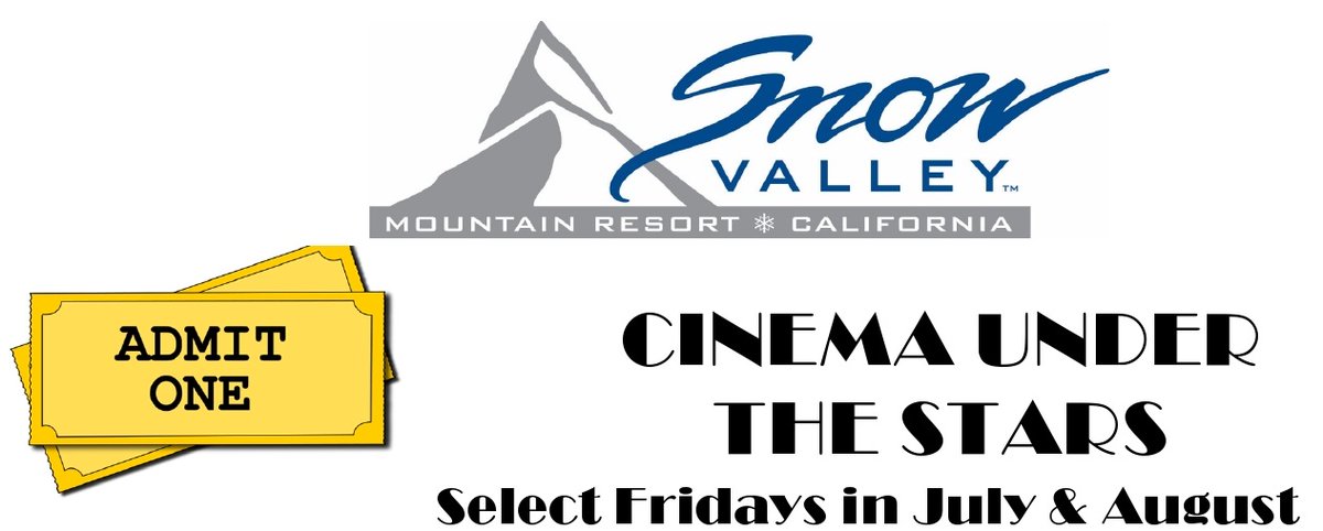 snow_valley_ca's tweet photo. We are pleased to announce that our Cinema Under the Stars series will return on select Fridays during July &amp; August.  We look forward to sharing some fun family friendly movies with our Guests.  Enjoy hiking or mountain biking + dinner with us &amp; a movie!  More info coming soon! https://t.co/VvxDUYNThM