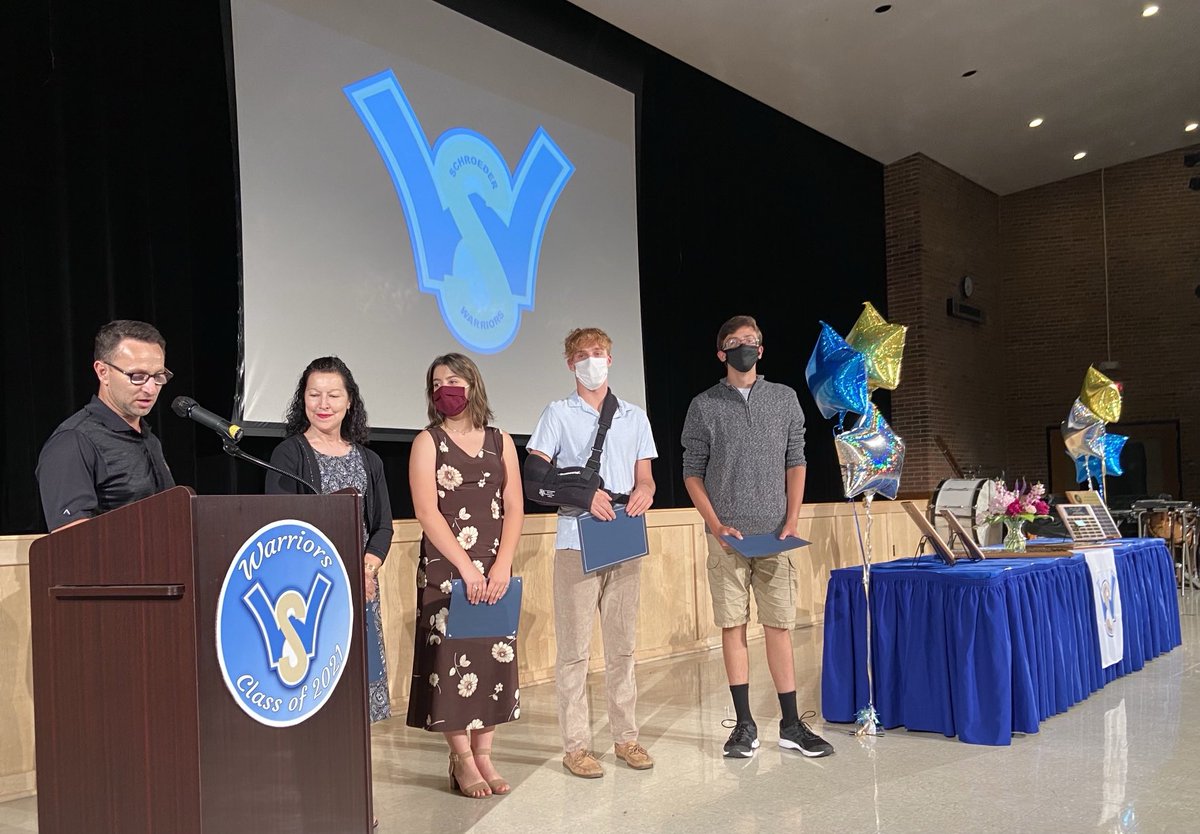 SchroederHS's tweet photo. Class of 2021 Senior Awards Ceremony...such amazing talents and volunteerism!  Thank you class officers!  So many more awards to go....congratulations to all!  ⁦@SchroederPTSA⁩ https://t.co/o4GhafV4QH