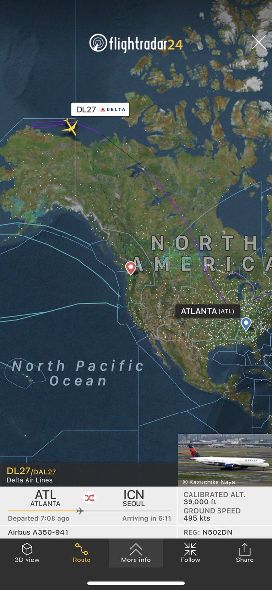 TomPodolec's tweet photo. 🔀 DIVERSION
Delta #DL27 from Atlanta to Seoul diverting to Seattle
https://t.co/uhxqEG9ONq https://t.co/rJlqVWgyjN