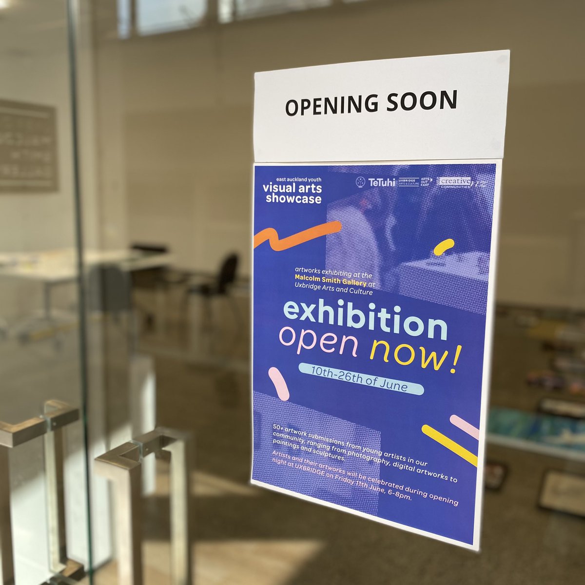 ArtsOutEast's tweet photo. East Auckland Art Showcase opens this Friday, 6-8pm at @MalcolmSmithArt - come on down and let's celebrate! #howickyouthcouncil #artsouteast #tetuhiart #howicklocalboard #malcolmsmithgallery https://t.co/2Kw5tOBgjE