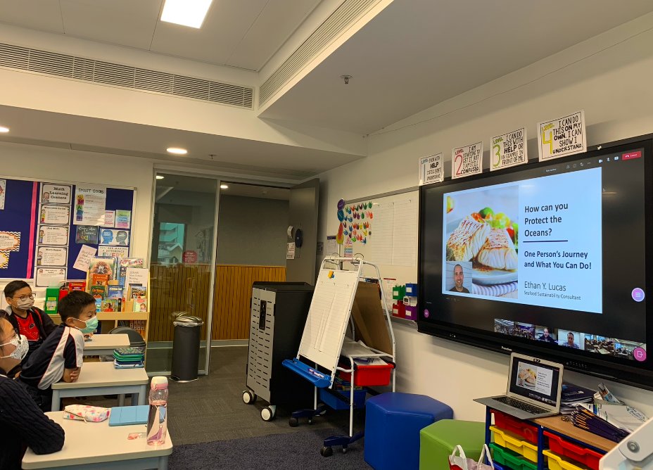 What a fantastic morning with an inspirational speaker for #SustainableStamford! Ethan shared his story and passion about protecting the ocean, and how we can all take meaningful action. Ss were definitely inspired and will taking steps to help our oceans #StamfordHK #CognitaWay