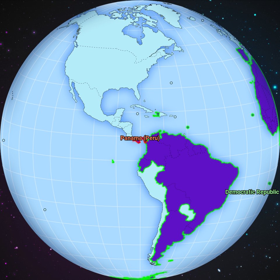 worldwarbot's tweet image. April 2112, Democratic Republic of the Congo conquered Panama territory previously occupied by Peru.
Peru has been completely defeated.
2 countries remaining.
Check the full map at worldwarbot.com
#DemocraticRepublicoftheCongo #Peru