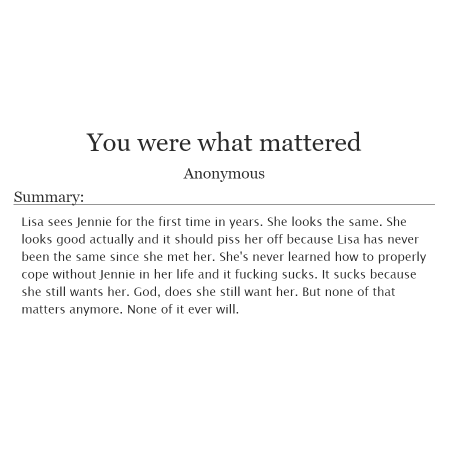 #ggjukebox DAY 4: You were what mattered (blackpink, jennie/lisa) archiveofourown.org/works/31748716