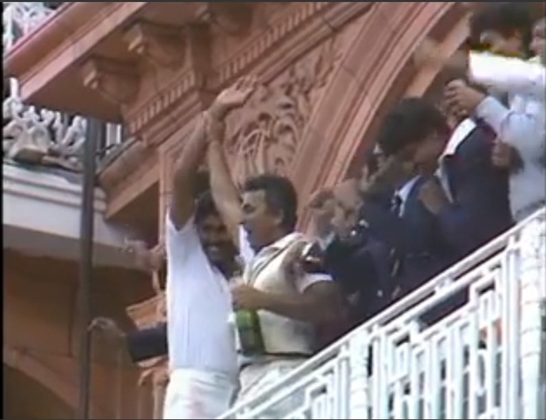 KaranSRathod_07's tweet photo. 1983 Cricket World Cup 👍👍
Indian Cricket Team's celebration at Lords balcony👍👍👍🇮🇳🇮🇳
#KapilDev with a glass of milk 🥛
#KrisSrikkanth smoking 🚬
#SunilGavaskar holding a #Champagne bottle 🍾
#cricket #odi #england #westindies #india #Chandigarh
https://t.co/K27wyBNQuV https://t.co/UFJju7LWAn