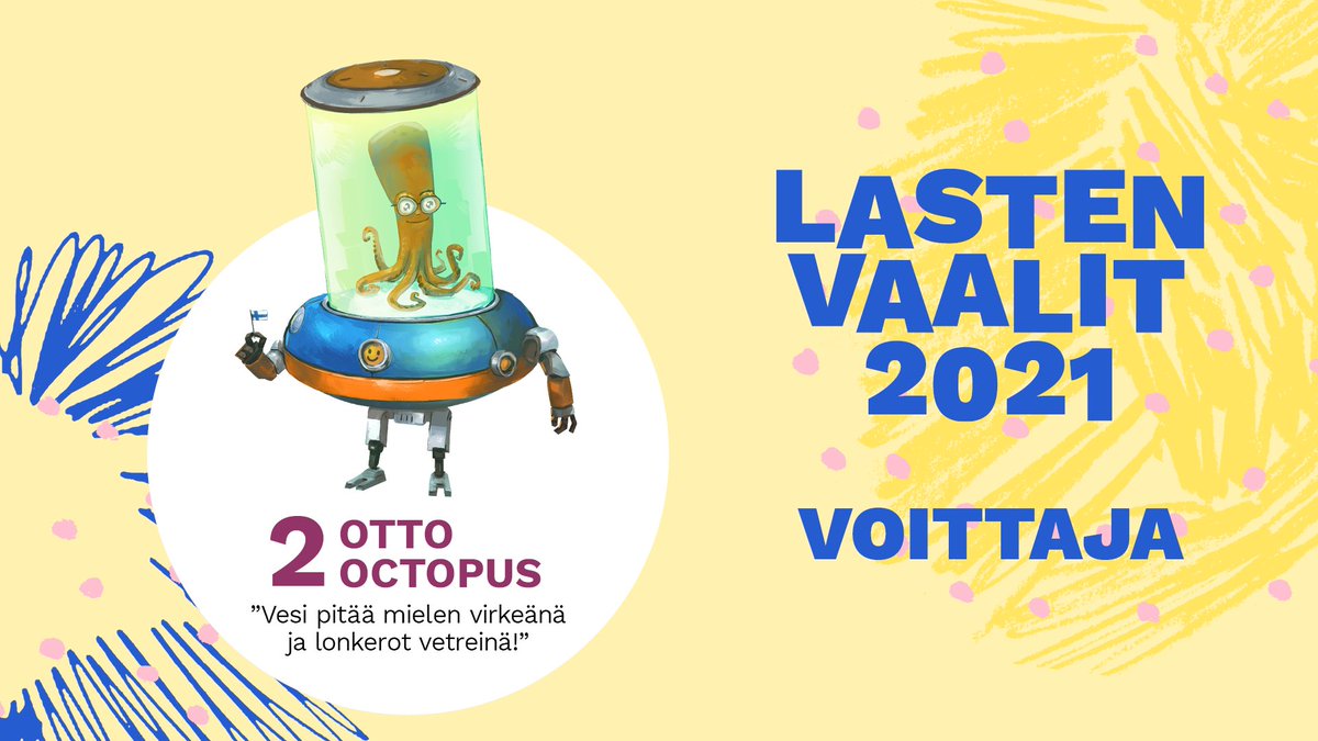 Kuntavaalien yhteydessä järjestetyissä Lasten vaaleissa äänesti lähes 10 000 lasta. Otto Octopus voitti vaalit 2003 äänellä. Onnea Otto! 🤩💛🎉

👉kuntaliitto.fi/tiedotteet/202…