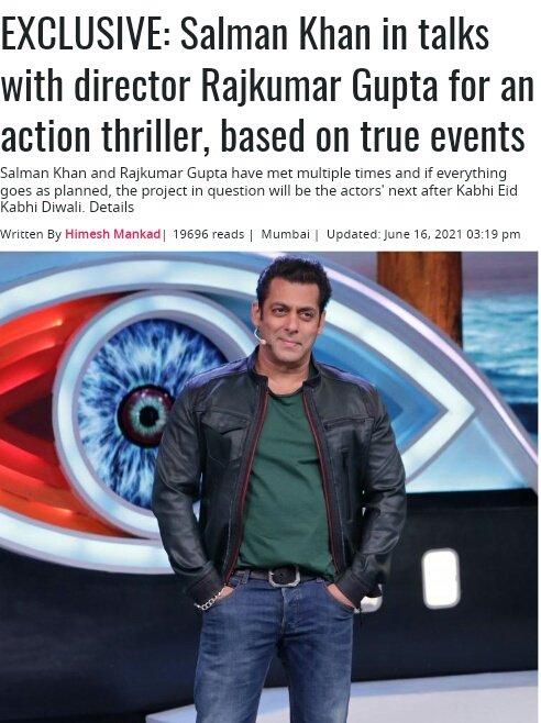 FINALLY SOME BIG GOOD NEWS!

After #Antim, #Tiger3 and #KEKD, Megastar #SalmanKhan Will Collaborate With Critically Acclaimed Director #RajkumarGupta (Director Of RAID)

It's an ACTION THRILLER, Based on Some INCREDIBLE TRUE EVENTS From the PAGES OF INDIAN HISTORY!

BEST NEWS 🔥
