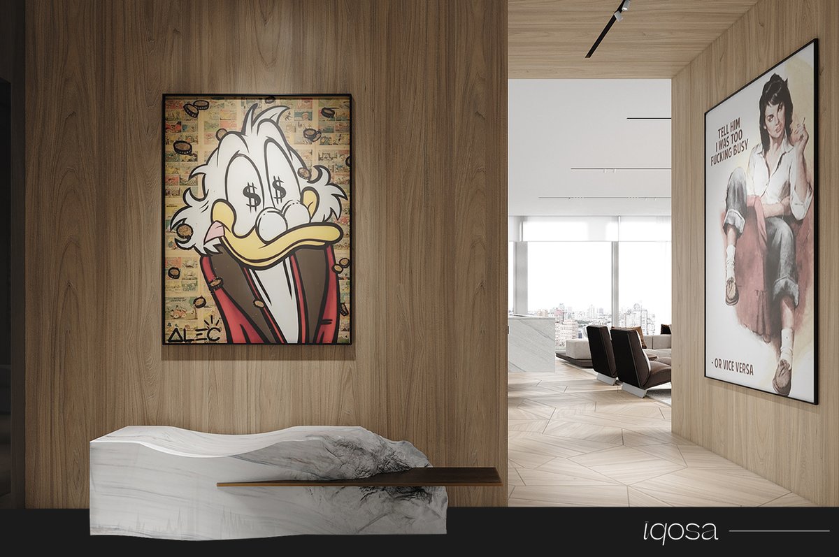 iqosa's tweet photo. This is the hall of the apartment in the previous post. One of the main and specific wishes of the client was to integrate his favorite art pieces into the design and we've done it.

When contemporary art meets modern classics - the whole interior turns into a masterpiece.
#iqosa https://t.co/5VwtJcyR7v